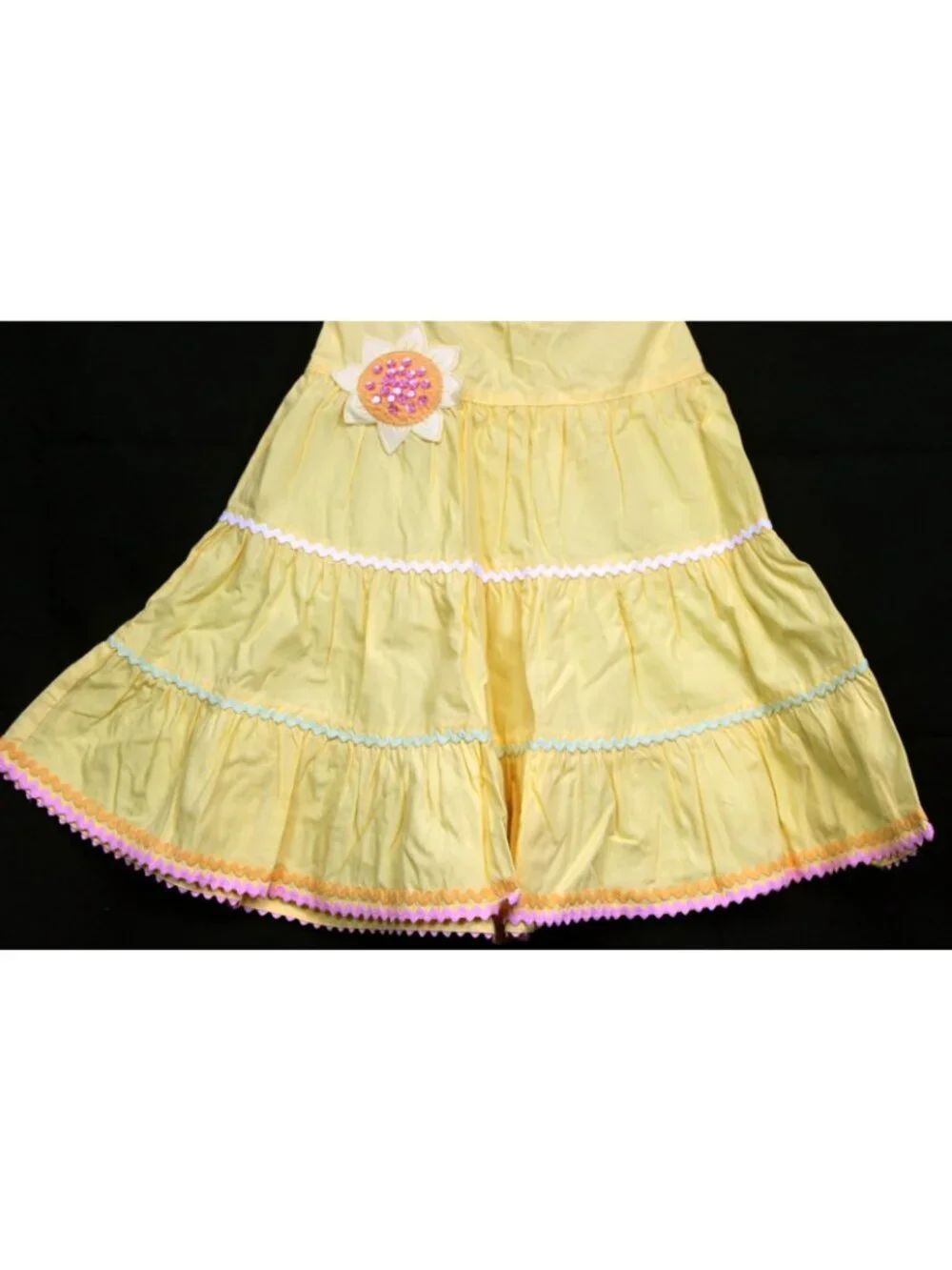 2007 Gymboree Sunflower Fields Yellow Tiered Swing Skirt sz 4 Country Barn Dance